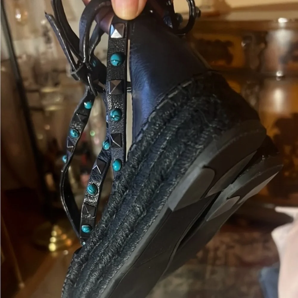 Women's Black Studded Platform Sandals
